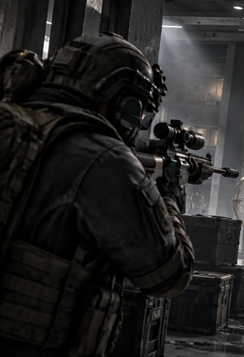 Arena Breakout operator aiming a scoped rifle